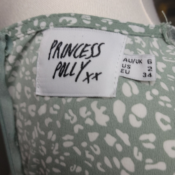 Princess Polly The Sting Mini Dress Sage Green Leopard Print Size 2 - Picture 11 of 12
